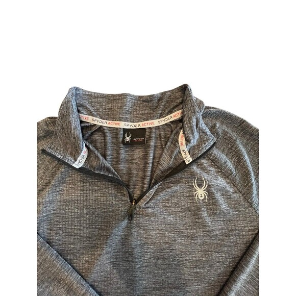 Spyder Shirt Men's Stretch Moisture Wicking Size Large Gray Zip Long Sleeve - Picture 5 of 9